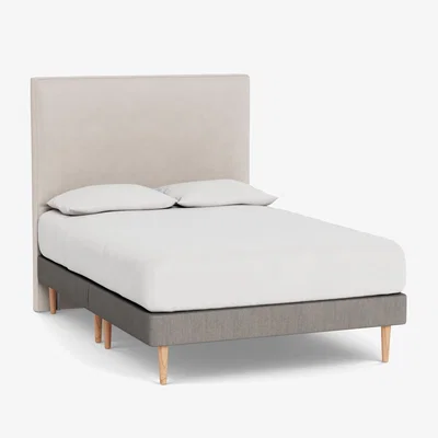 Heal's Heal's Shallow Divan King Broad Weave Pebble Light Turned Solid Wood Feet - Heal's UK Bedroom Furniture