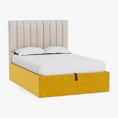 Heal's Heal's Storage Divan King Smart Luxe Velvet Canary Natural Feet - Heal's UK Bedroom Furniture