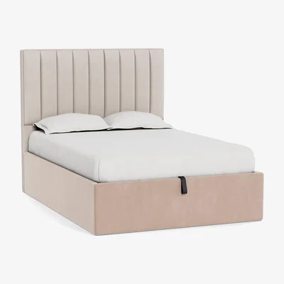Heal's Heal's Storage Divan King Smart Velvet Pebble Natural Feet - Heal's UK Bedroom Furniture