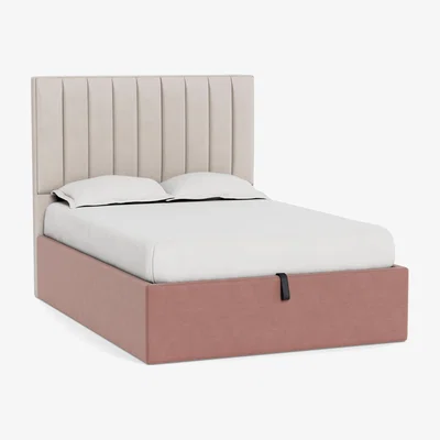 Heal's Heal's Lift Storage Divan King Smart Luxe Velvet Dusky Pink Black Feet