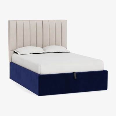 Heal's Heal's Storage Divan King Velvet Midnight Natural Feet - Heal's UK Bedroom Furniture