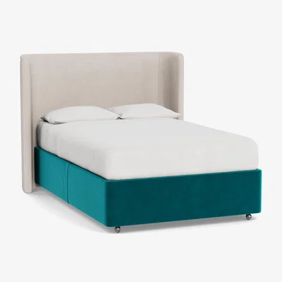 Heal's Heal's Deep Divan King Smart Velvet Petrol None - Heal's UK Bedroom Furniture