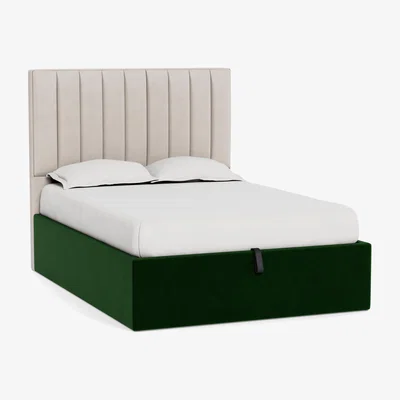 Heal's Heal's Storage Divan King Smart Velvet Forest Natural Feet - Heal's UK Bedroom Furniture