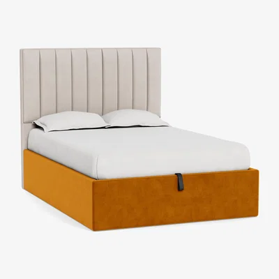 Heal's Heal's Storage Divan King Smart Luxe Velvet Cognac Natural Feet - Heal's UK Bedroom Furniture