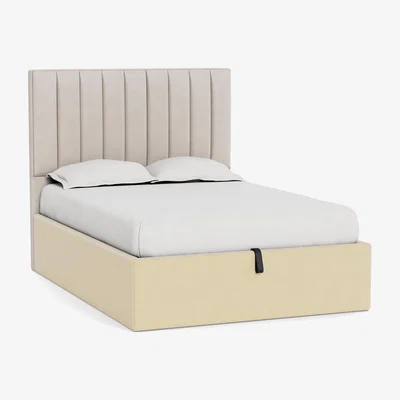 Heal's Heal's Storage Divan King Smart Luxe Velvet Biscuit Natural Feet - Heal's UK Bedroom Furniture