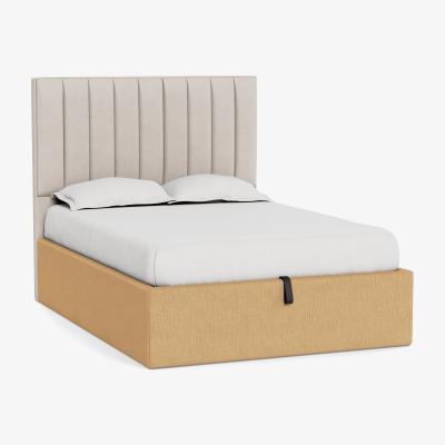 Heal's Heal's Storage Divan King Smart Linen Mix Sand Natural Feet - Heal's UK Bedroom Furniture