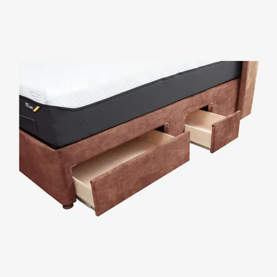 Downtown Tempur Suffolk Adjustable Disc Divan Base - King - 150cm x 200cm - Conti Drawers - Soho Teal