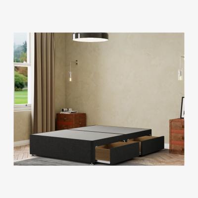The Range Simple Divan Base 2 Drawers Linen - Black / King