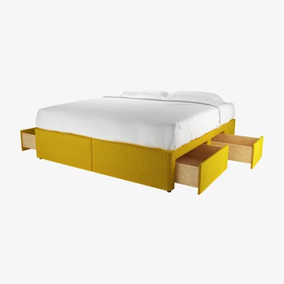 Sofa.com Super King Divan Base in Canary Cotton Matt Velvet - sofa.com