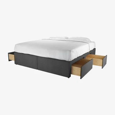 Sofa.com Super King Divan Base in Charcoal Brushed Linen Cotton - sofa.com