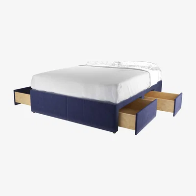 Sofa.com Perfectly Pristine King Divan Base in Prussian Blue Cotton Matt Velvet - sofa.com