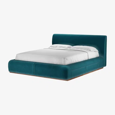 Sofa.com Sunday King Divan Bed in Deep Turquoise Cotton Matt Velvet - sofa.com