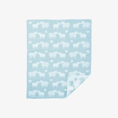 Nordic Nest Klippan Yllefabrik Bää cotton baby blanket Light blue 70x90 cm