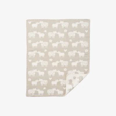 Nordic Nest Klippan Yllefabrik Bää cotton baby blanket Greige 70x90 cm