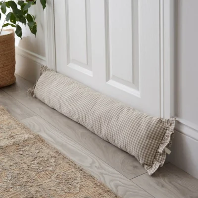 Dunelm Gingham Frill Cotton Draught Excluder