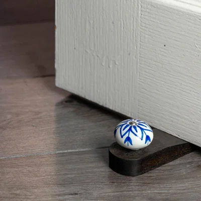 Dunelm Pack of 4 Nicola Spring Flower Wooden Door Stops Navy