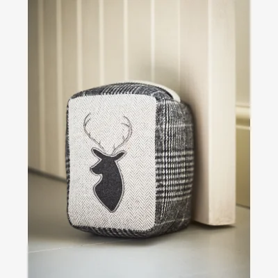 Dibor Grey Tweed Stag Fabric Door Stop