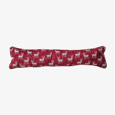 Perch and Parrow Reindeer Silhouette Draught Excluder in Red & White