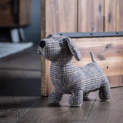 Pagazzi Dachshund Check Brown Doorstop