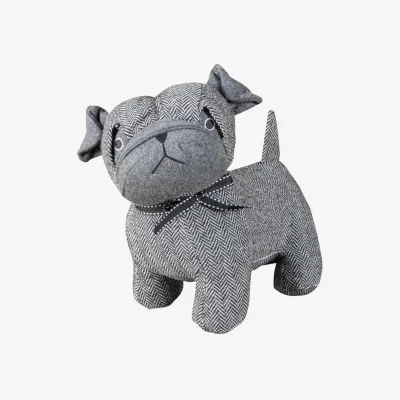 Pagazzi Herringbone Pug Doorstop Grey