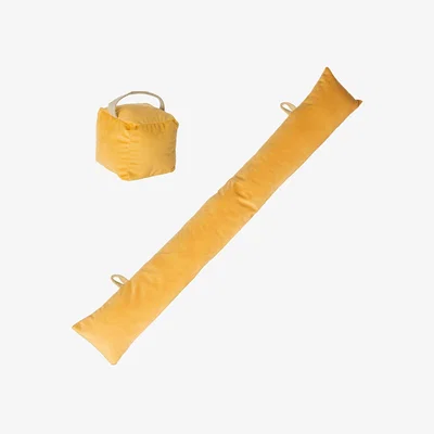 The Range Velvet Cube Door Stop  Draught Excluder 2pc Set - Yellow