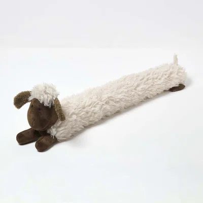 The Range Luxury Fabric Sheep Draught Excluder - White, Brown