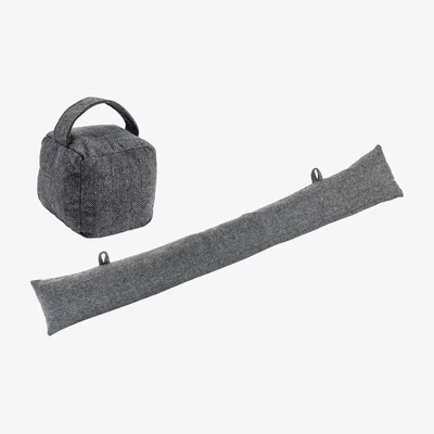 The Range Herringbone Door Stop  Draught Excluder Set - Grey