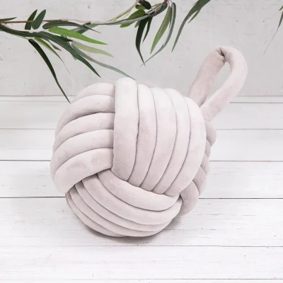 The Range Grey Velvet Knot Doorstop - Grey
