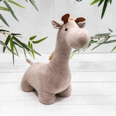 The Range Grey Fabric Giraffe Animal Doorstop - Grey