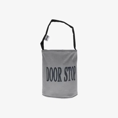 The Range Grey and Black Filled Fabric Door Stop with Handle - Grey