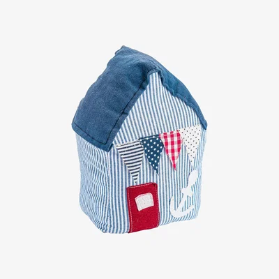 The Range 15 x 21cm Beach Hut Door Stop Blue Stripe - Blue