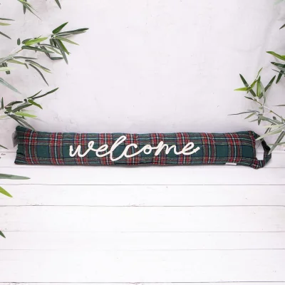 The Range Welcome Tartan Draught Excluder Green/Red - Green
