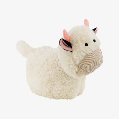 The Range Cute Fluffy Cow Heavy Decorative Door Stopper  Cuddly Toy - White