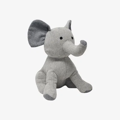The Range Herringbone Elephant Door Stop - Grey