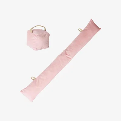 The Range Velvet Cube Door Stop  Draught Excluder 2pc Set - Pink
