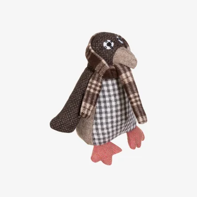 The Range Bute Large Brown Check Penguin Door Stop - Brown