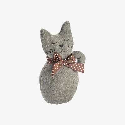 The Range 16 x 25cm Jasper the Cat Door Stop Grey - Grey