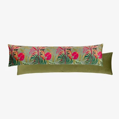 The Range Kali Jungle Foliage Velvet Draught Excluder - Green