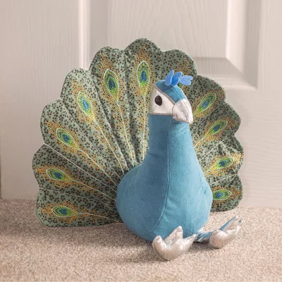 The Range Hand Crafted Peacock Door Stopper - Blue