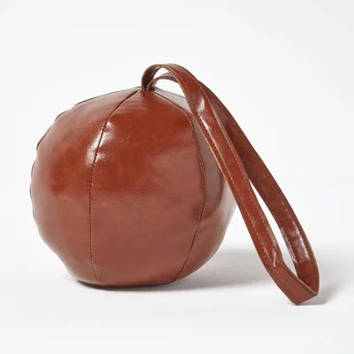 The Range Brown Round Faux Leather Door Stop - Brown