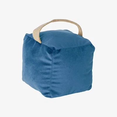 The Range Velvet Cube Door Stop - 14cm x 14cm x 14cm - Blue