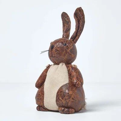 The Range Faux Leather Animal Rabbit Door Stopper - Brown