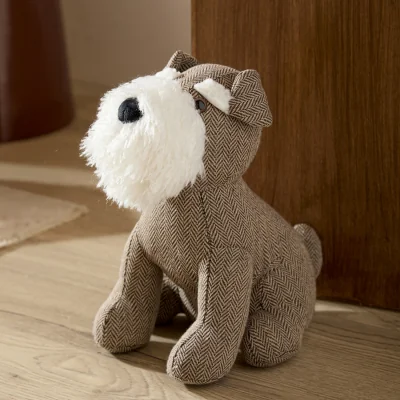 The Range Schnauzer Dog Herringbone Door Stop - Brown