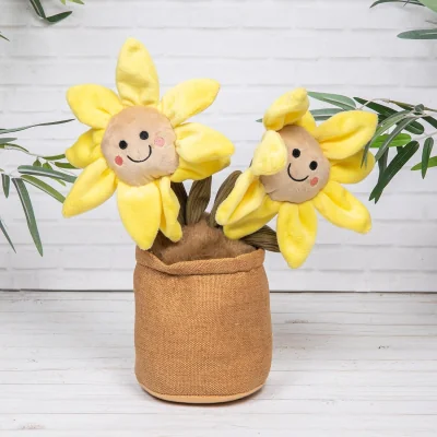 The Range Sunflower Doorstop Decorative Fabric Flower Pot - Brown