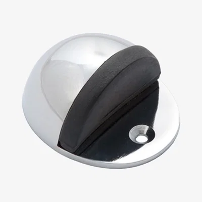 The Range Oval Floor Mounted Door Stop - Polished Chrome - Pack of 10 - Black / 100.0g