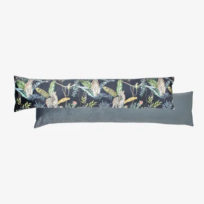 The Range Jungle Leopards Digitally Printed Velvet  Draught Excluder - Petrol