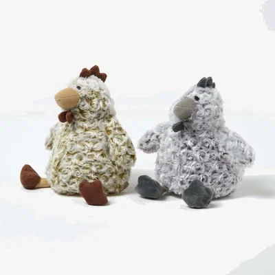 The Range Luxury Fabric Chicken Doorstop Set of 2 - Grey, White