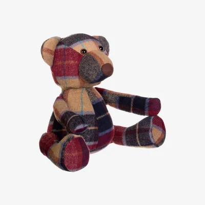 The Range Bute Large Maroon Check Tartan Bear Door Stop - Red