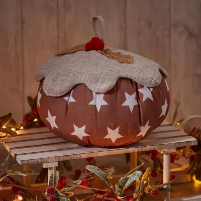 The Range Novelty Fabric Christmas Pudding Doorstop - Brown