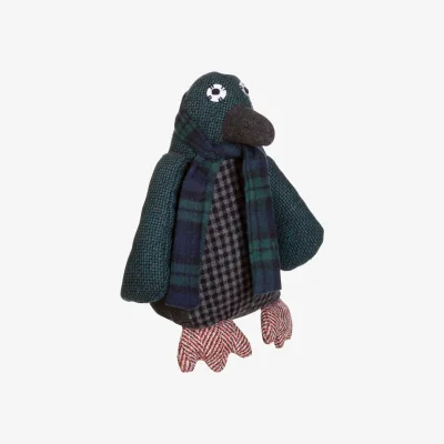 The Range Bute Small Green Check Penguin Door Stop - Green